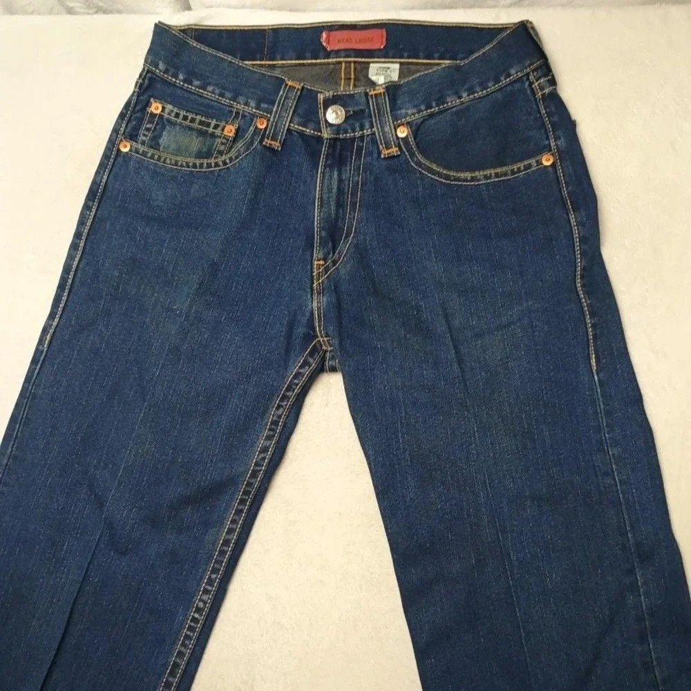 Vintage Levis Type 1 Jeans Men 32x34 Blue Y2K Straight Real Loose Baggy Wide Leg